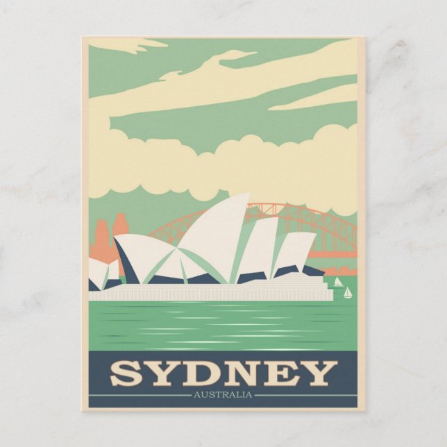 Sydney Australia Opernhaus Vintage Travel Postkarte (Vorderseite)