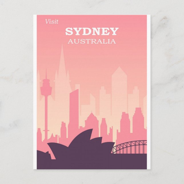 Sydney Australia Pink Vintage Travel Postkarte (Vorderseite)