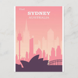 Sydney Australia Pink Vintage Travel Postkarte