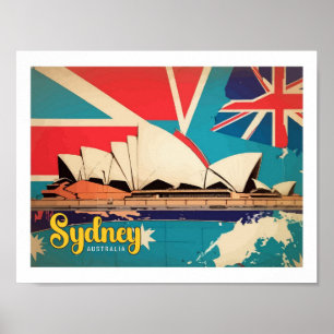 Sydney Australia Pop Art Travel Illustration Poster