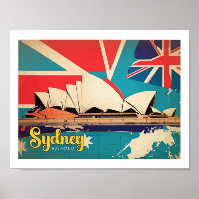 Sydney Australia Pop Art Travel Illustration Poster (Vorne)