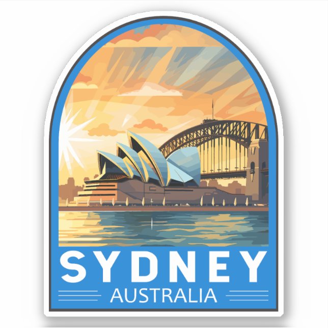Sydney Australia Reisen Art Vintag Aufkleber (Vorderseite)