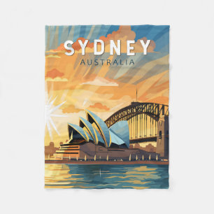 Sydney Australia Reisen Art Vintag Fleecedecke
