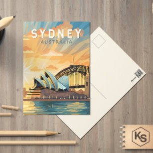 Sydney Australia Reisen Art Vintag Postkarte