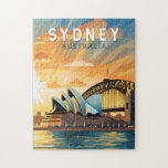 Sydney Australia Reisen Art Vintag Puzzle<br><div class="desc">Sydney Retro Vektor Reise Design. Sydney,  die Hauptstadt von New South Wales und eine der größten Städte Australiens,  ist bekannt für seine Hafenpromenade Sydney Opera House,  mit einem unverwechselbaren Segeldesign.</div>