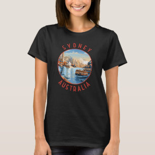Sydney Australia Retro Distressed Circle T-Shirt