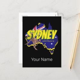 Sydney Australia Retro Kangaroo und Flag Vintag Feiertagspostkarte