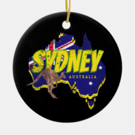 Sydney Australia Retro Kangaroo und Flag Vintag Keramik Ornament