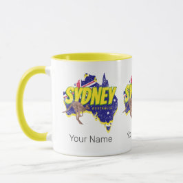 Sydney Australia Retro Kangaroo und Flag Vintag Tasse