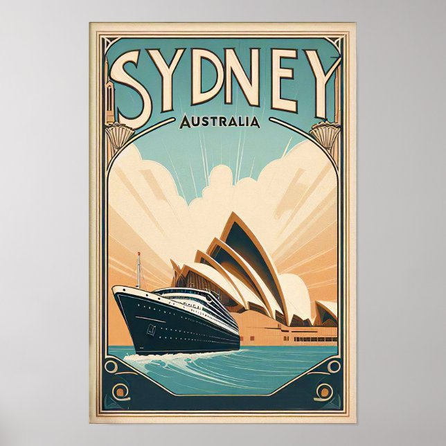 Sydney Australia Retro Travel Poster (Vorne)