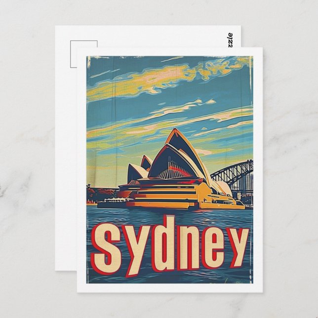 Sydney Australia Vintag Famous Travel Place Postkarte (Vorne/Hinten)