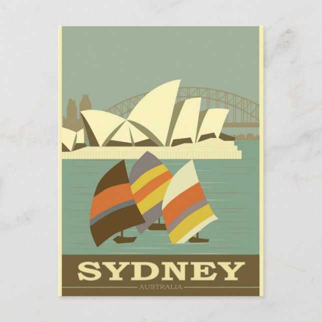 Sydney Australia Vintage Travel Poster Postkarte (Vorderseite)