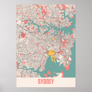Sydney - Australien Chalk City Map Poster