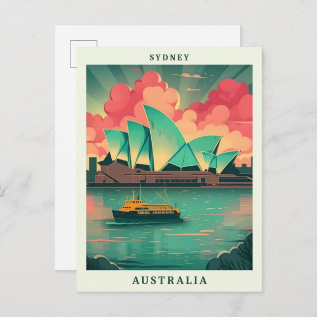 Sydney Australien Elegante Art Vintage Postkarte (Vorne/Hinten)
