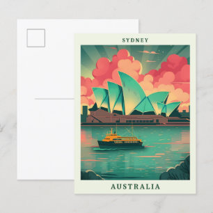 Sydney Australien Elegante Kunst Vintage Reise Postkarte