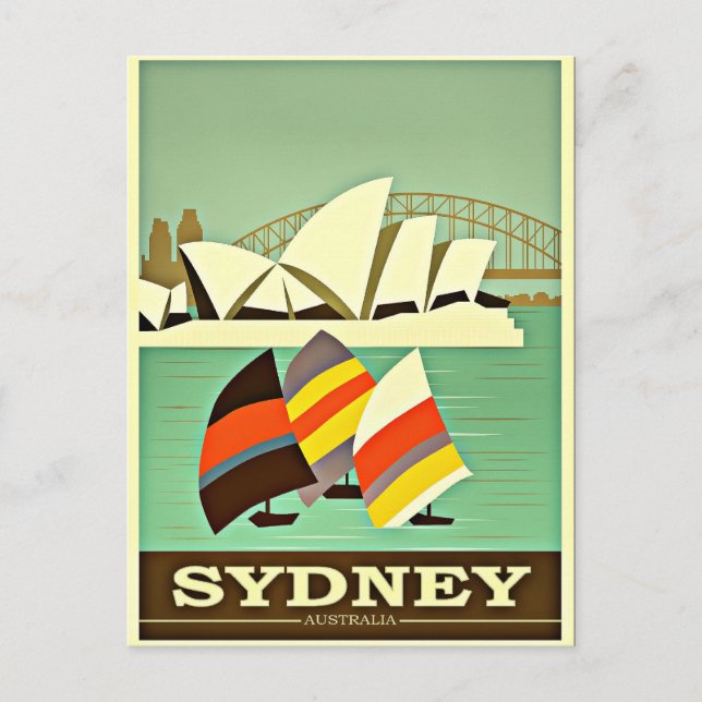 Sydney, Australien, Jahrgangsreise Postkarte (Vorderseite)