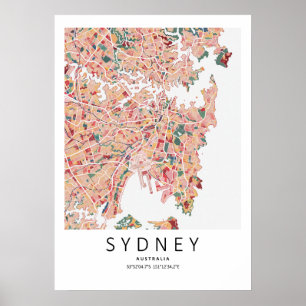 Sydney Australien Kartenposter Moderne Stadt-Wan Poster