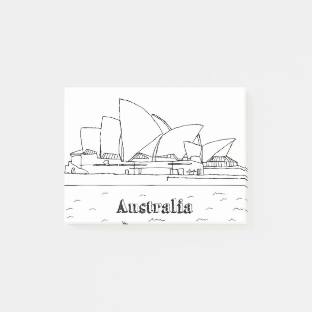 Sydney Australien Kunstferien Zeichnend Urlaub Kun Post-it Klebezettel (Vorderseite)
