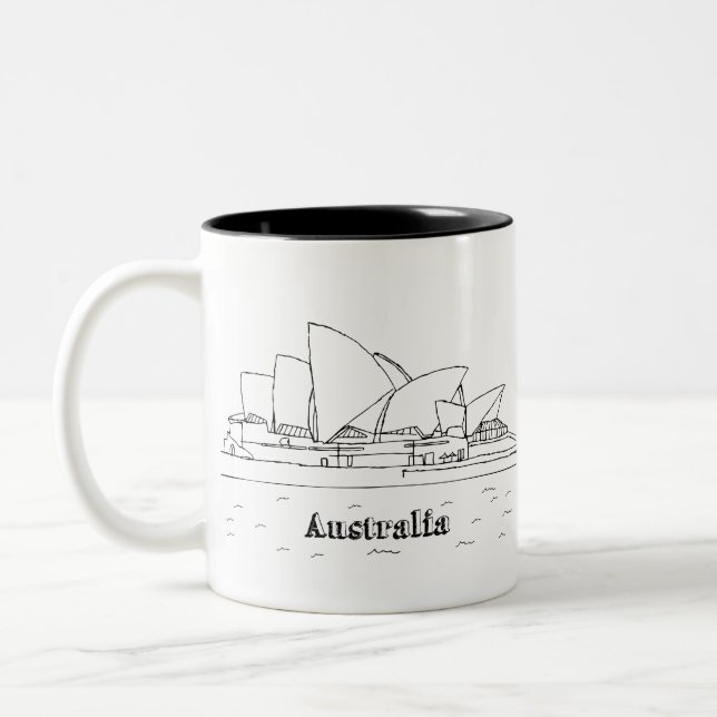 Sydney Australien Kunstferien Zeichnend Urlaub Kun Zweifarbige Tasse (Links)