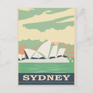 Sydney Australien Opernhaus Vintage Reise Postkarte
