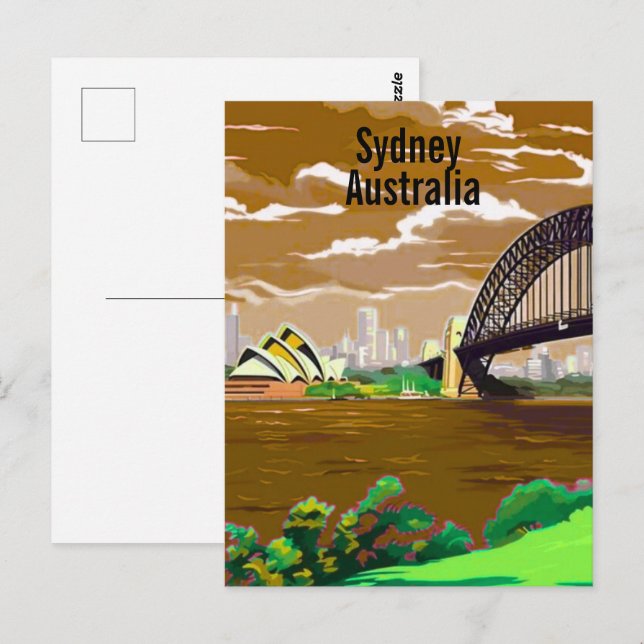 Sydney Australien Reise Postkarten Kunst, Australi (Vorne/Hinten)