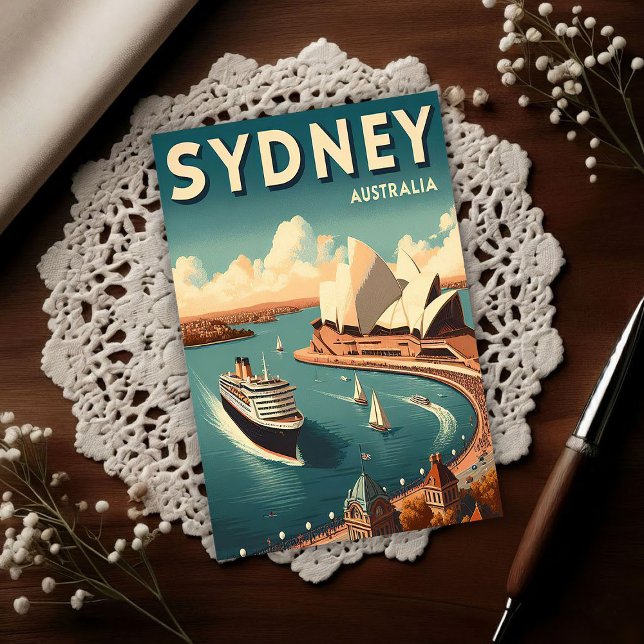 Sydney Australien Retro-Reise Postkarte (Von Creator hochgeladen)
