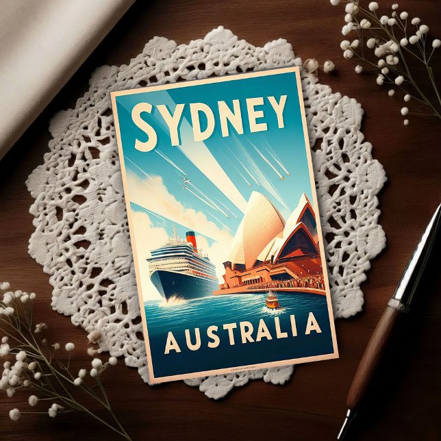 Sydney Australien Retro-Reise Postkarte (Von Creator hochgeladen)