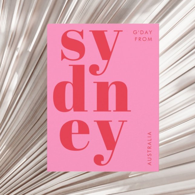 Sydney Australien Rosa Typografie Postkarte (Von Creator hochgeladen)