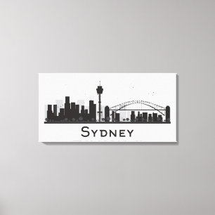 Sydney, Australien   Schwarz-Weiß-City-Skyline Leinwanddruck