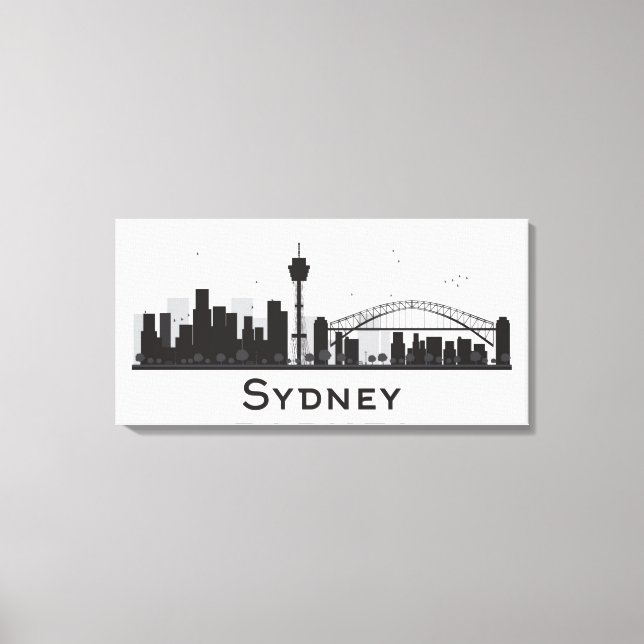 Sydney, Australien | Schwarz-Weiß-City-Skyline Leinwanddruck (Vorderseite)