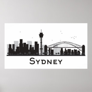 Sydney, Australien   Schwarz-Weiß-City-Skyline Poster