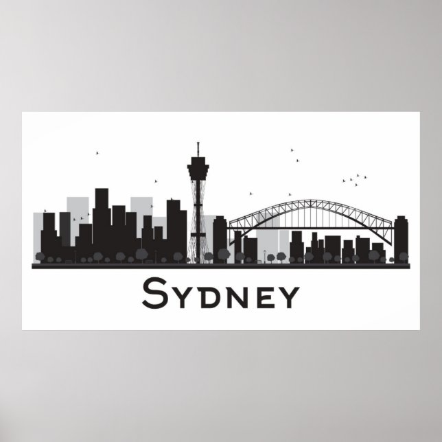 Sydney, Australien | Schwarz-Weiß-City-Skyline Poster (Vorne)