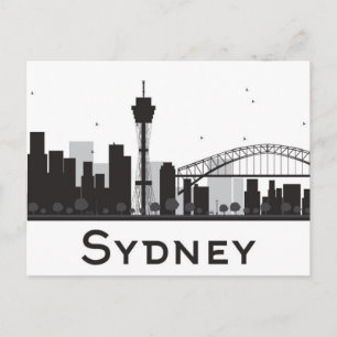 Sydney, Australien   Schwarz-Weiß-City-Skyline Postkarte