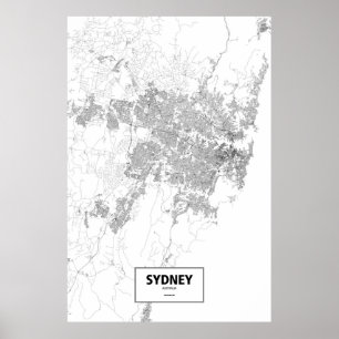 Sydney, Australien (Schwarzes auf Weiß) Poster