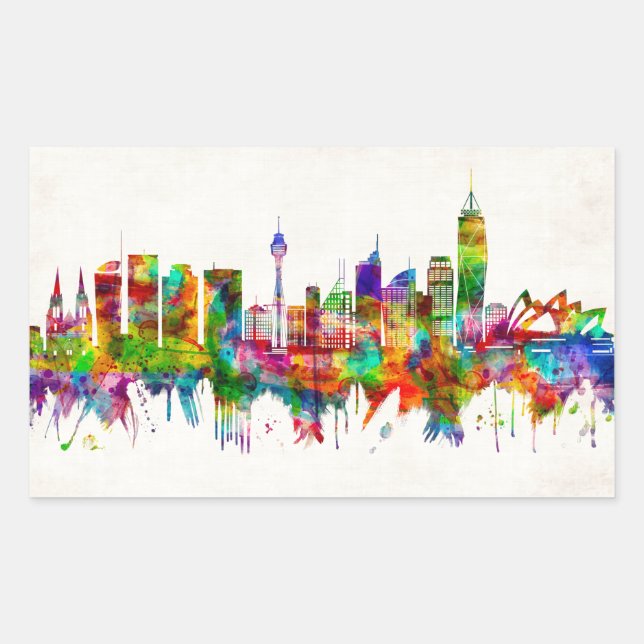 Sydney Australien Skyline Rechteckiger Aufkleber (Vorderseite)