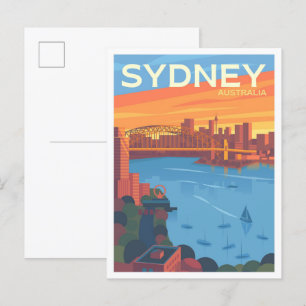 Sydney Australien Vintage-Kunst-Reiseillustration Postkarte