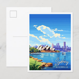 Sydney Australien Vintage-Reiseillustration Postkarte