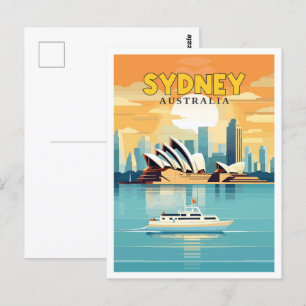 Sydney Australien Vintage-Reiseort-Illustration Postkarte