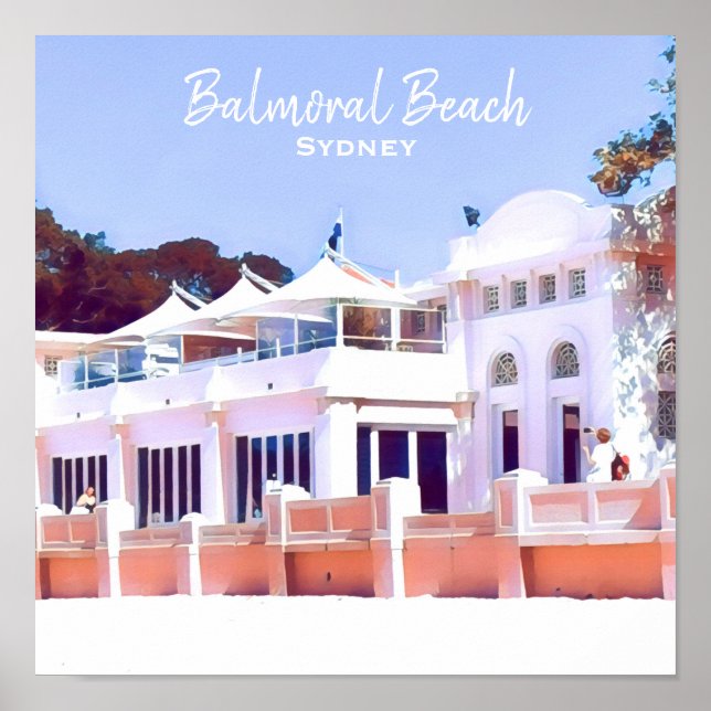 Sydney Balmoral Beach Rettro Bathers Pavillion Poster (Vorne)