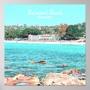 Sydney Balmoral Beach Rettro Bathers Pavillion Poster