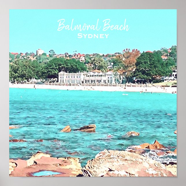 Sydney Balmoral Beach Rettro Bathers Pavillion Poster (Vorne)