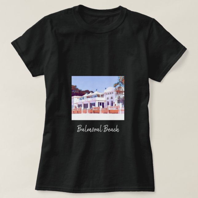 Sydney Balmoral Beach Rettro Bathers Pavillion T-Shirt (Design vorne)