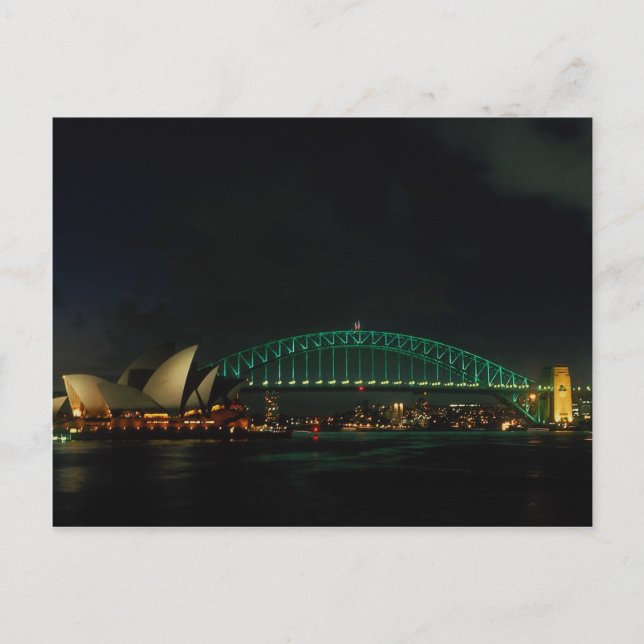 Sydney Bridge and Opera House at night, Australien Postkarte (Vorderseite)