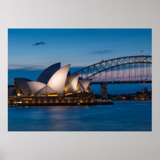 Sydney City at night, Australien Poster