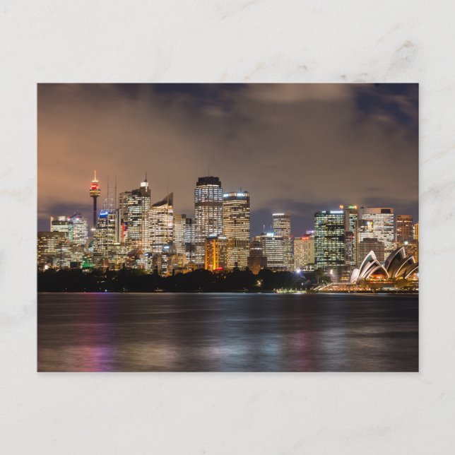 Sydney City at night, Australien Postkarte (Vorderseite)
