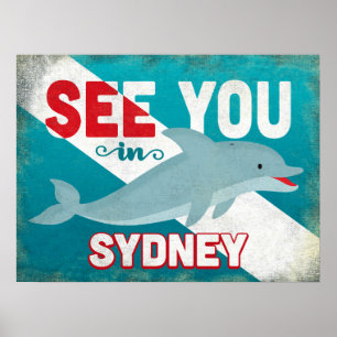 Sydney-Delphin - Retro Vintage Reise Poster