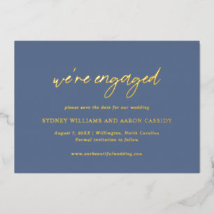Sydney Dusty Blue Modern Wedding retten das Datum Folieneinladung