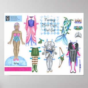 Sydney Fantasy Hero Paper Doll - Play or Display Poster