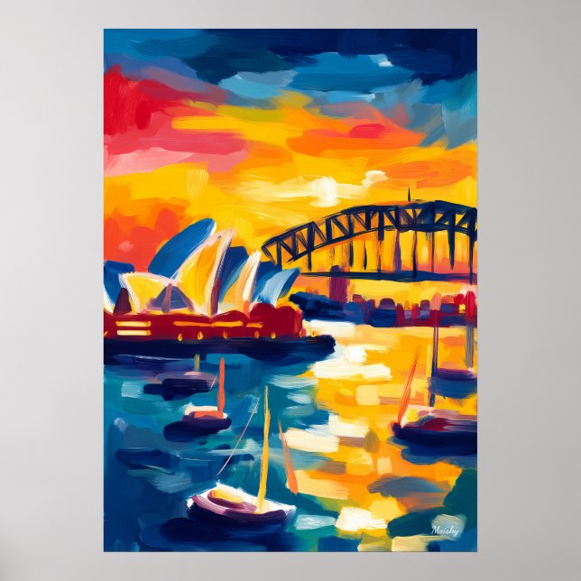 Sydney Fauvist Cityscape – Opera House Harbour Poster (Vorne)