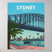 Sydney Harbour Australia Vintage Travel Poster